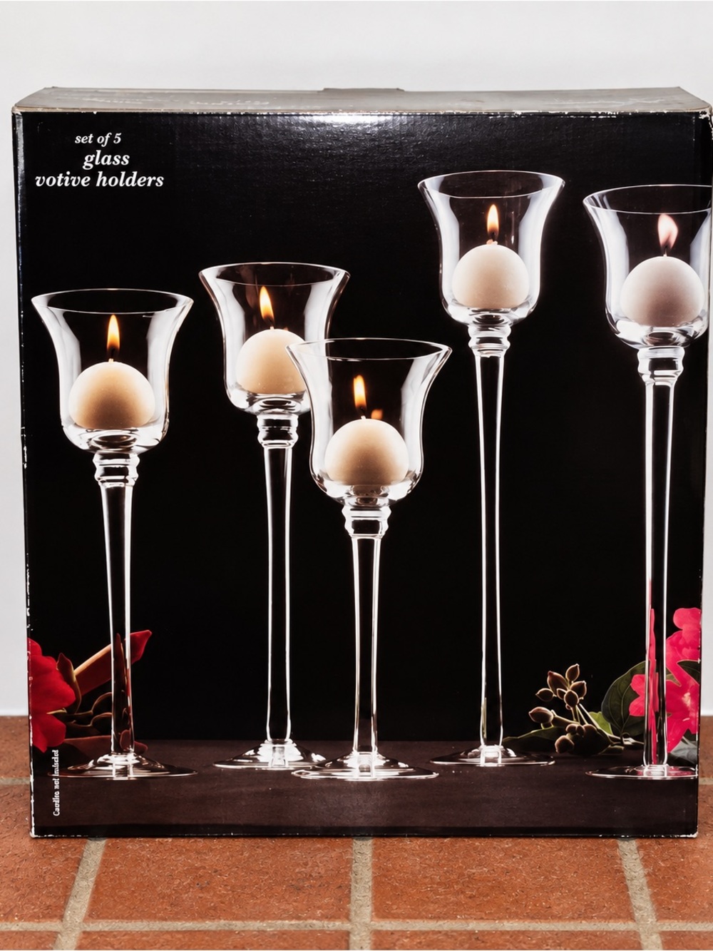 Glass Votive Holders Set of 5 - Clear - NIB